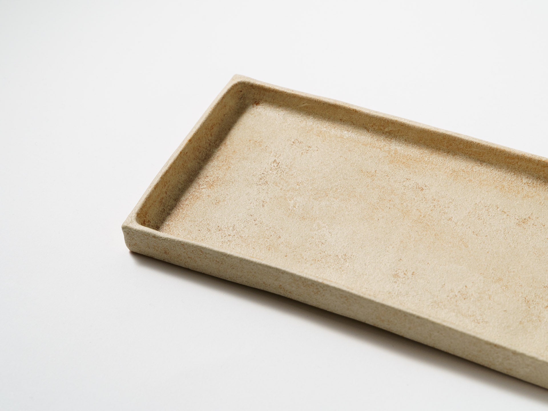 Powdered orange rectangular plate large [Taeko Kajiwara]