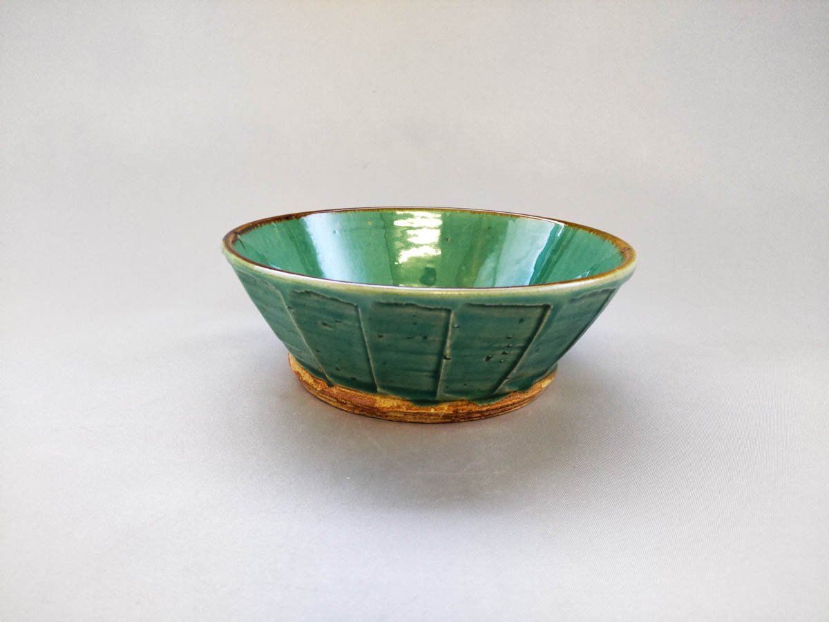 Turkish green sogi flat small bowl [Shinji Akane]