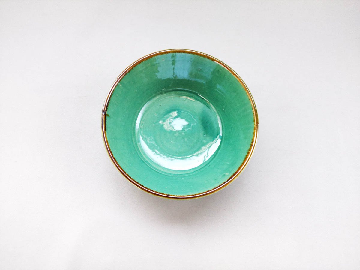 Turkish green sogi flat small bowl [Shinji Akane]