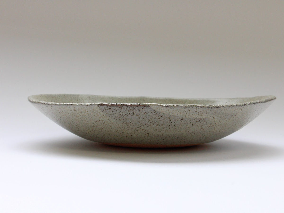 Ash glaze oval shallow bowl [Nobuyuki Murai]