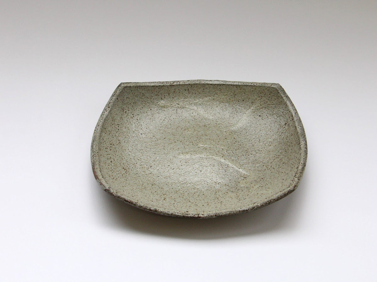 Ash glaze 6-inch square plate [Nobuyuki Murai]