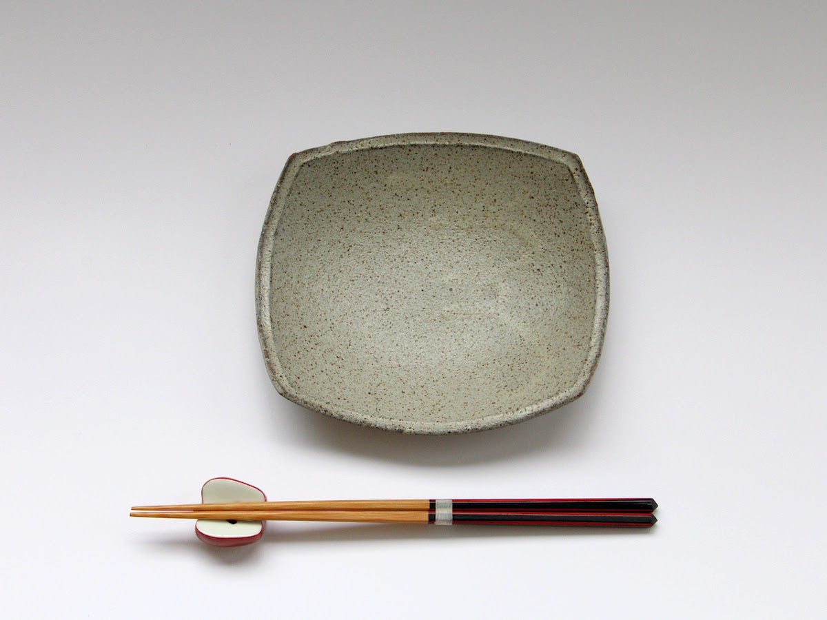Ash glaze 16cm square plate [Nobuyuki Murai]