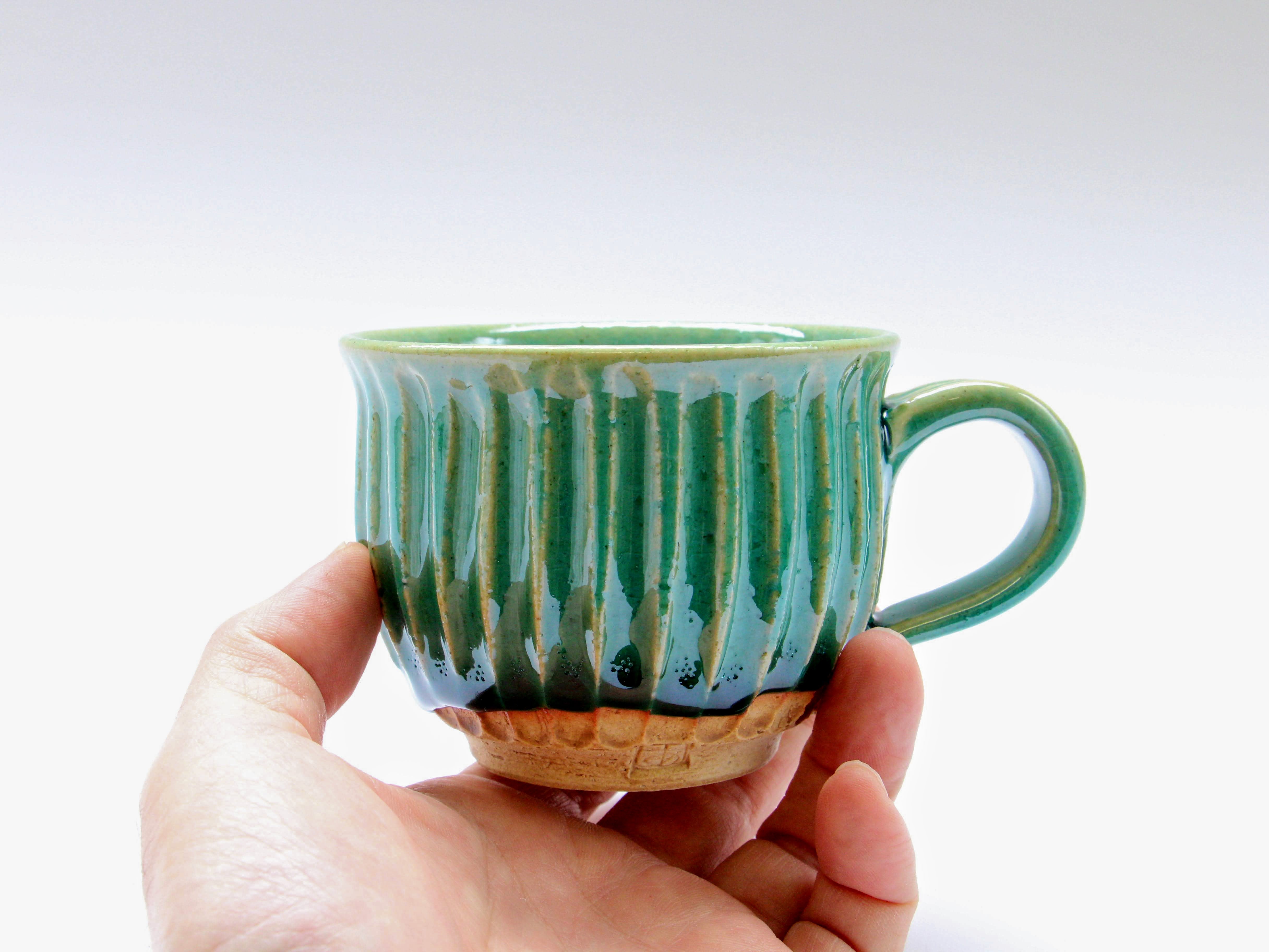 Turkish blue shinogi coffee bowl [Shinji Akane]