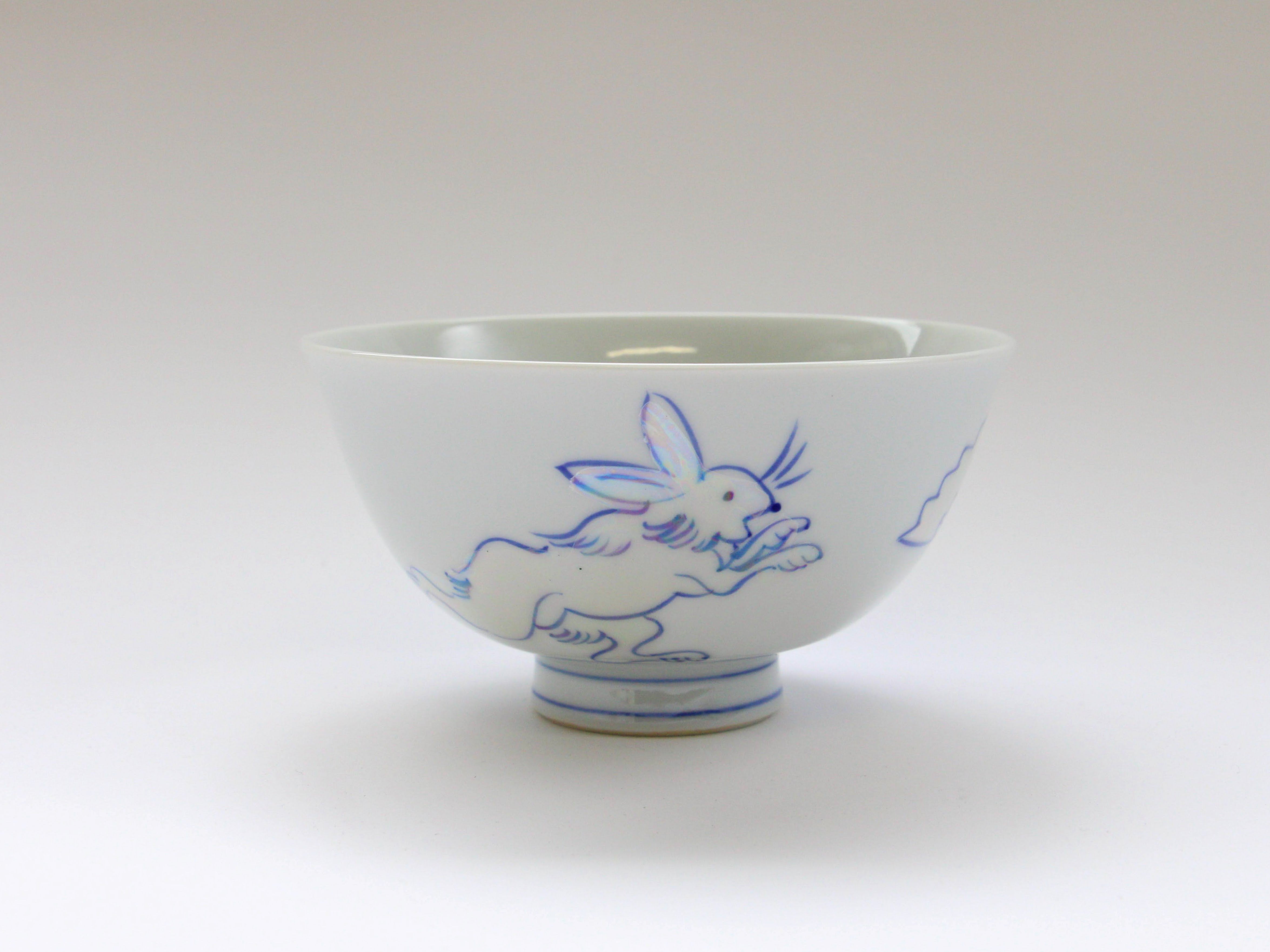 Twinkling rabbit rice bowl large [Tokushichigama]