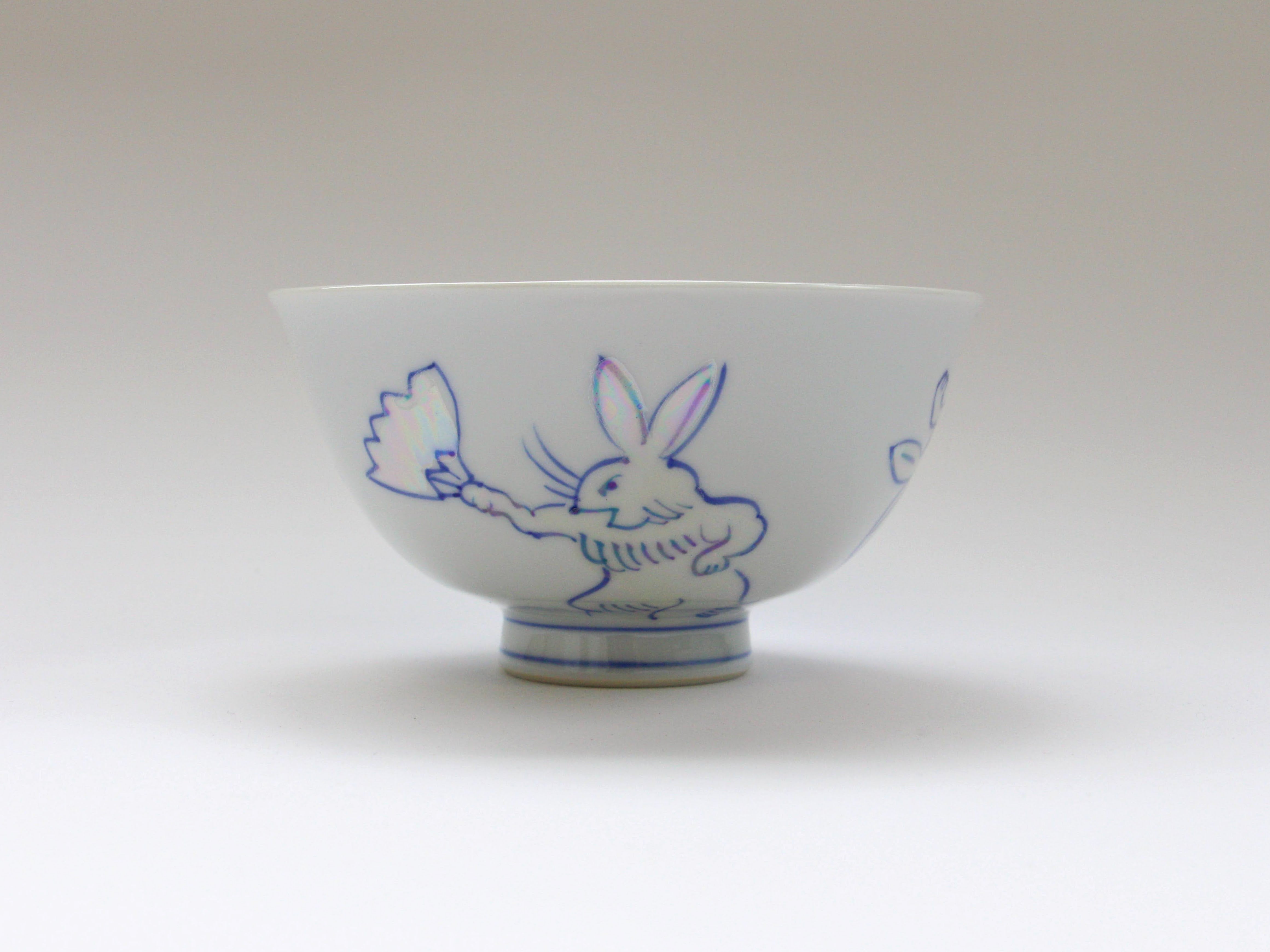 Twinkling rabbit rice bowl large [Tokushichigama]