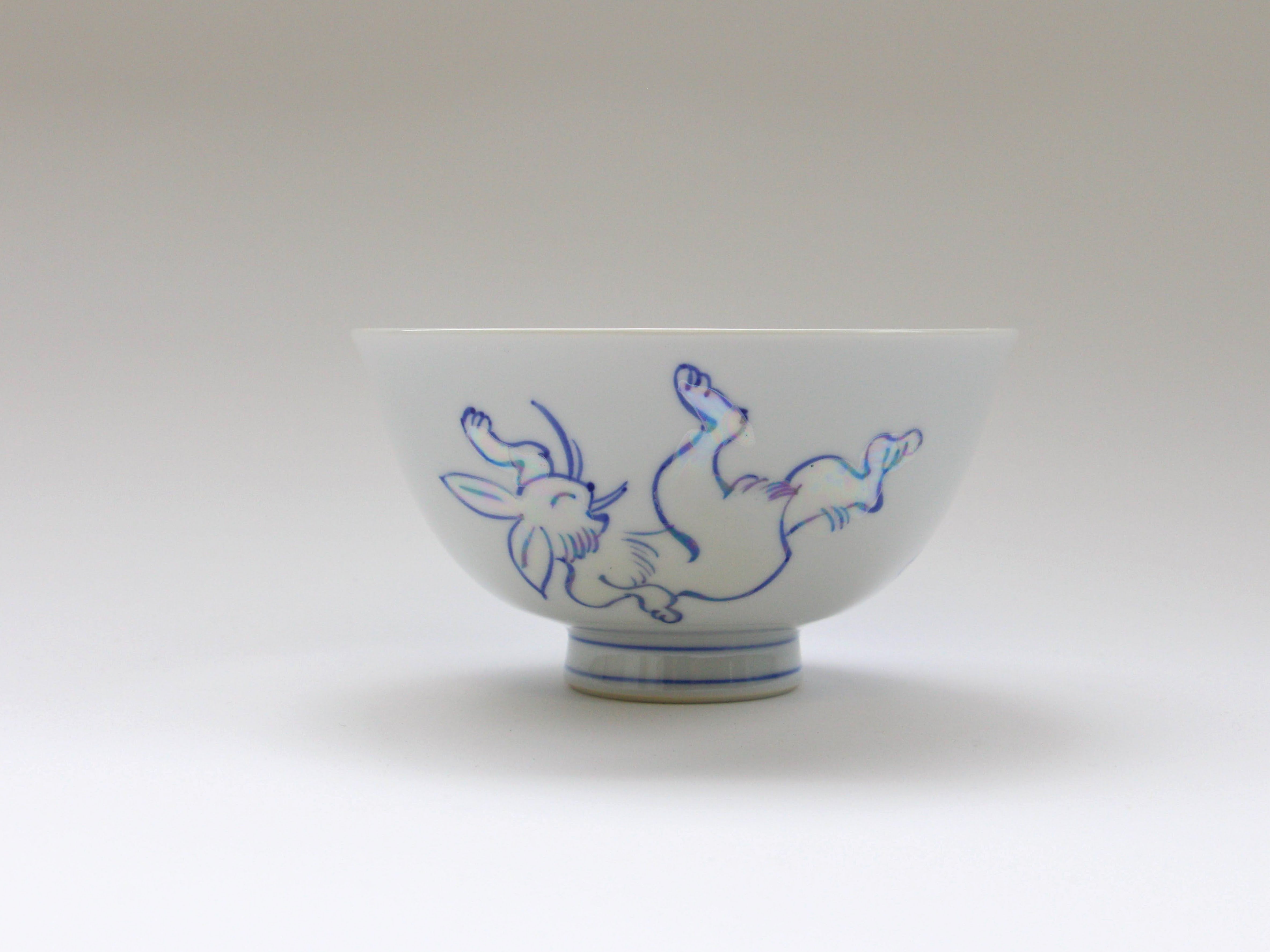 Twinkling rabbit rice bowl large [Tokushichigama]