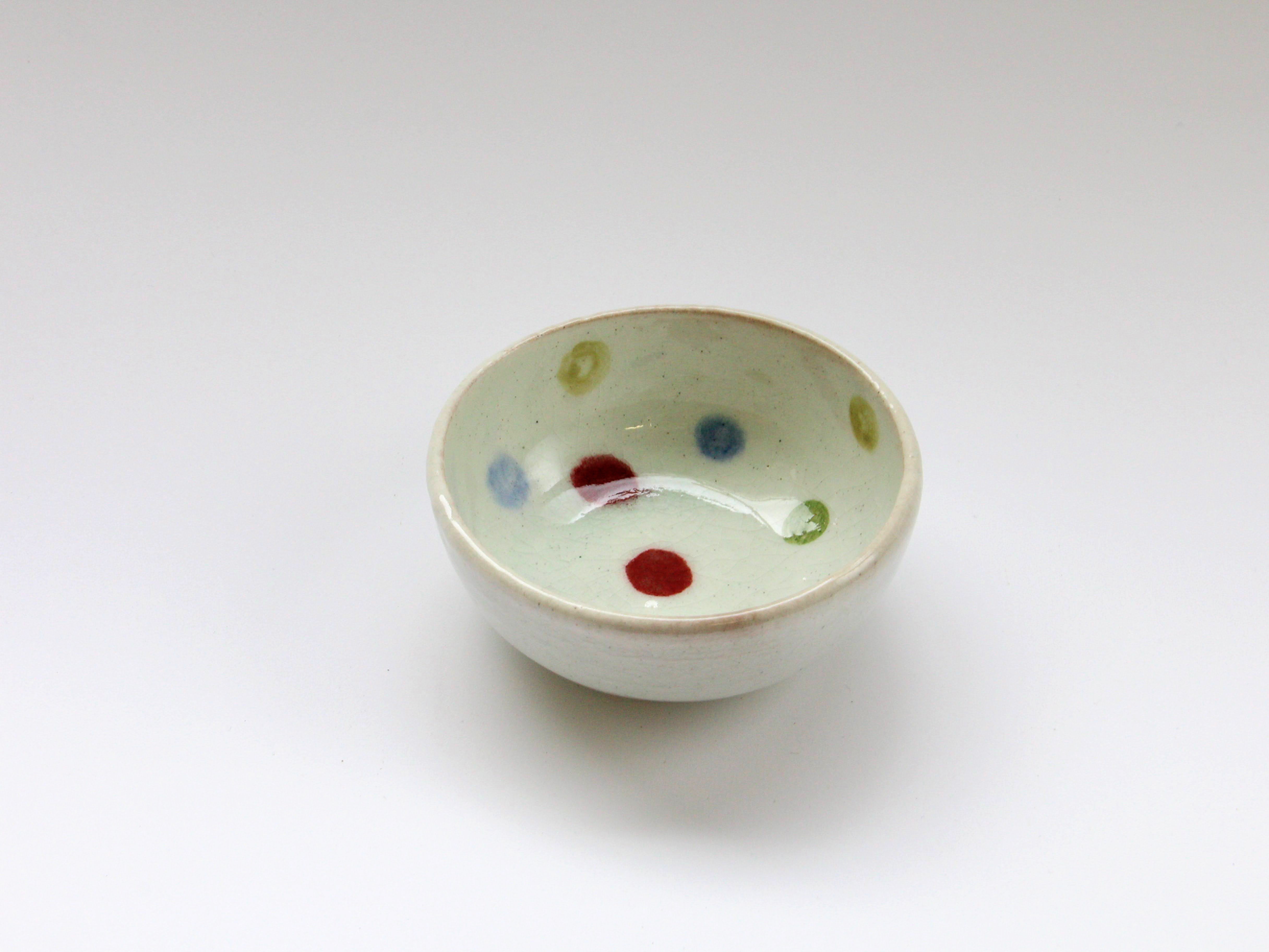 Five-colored round pattern round small bowl [Iwaobo]