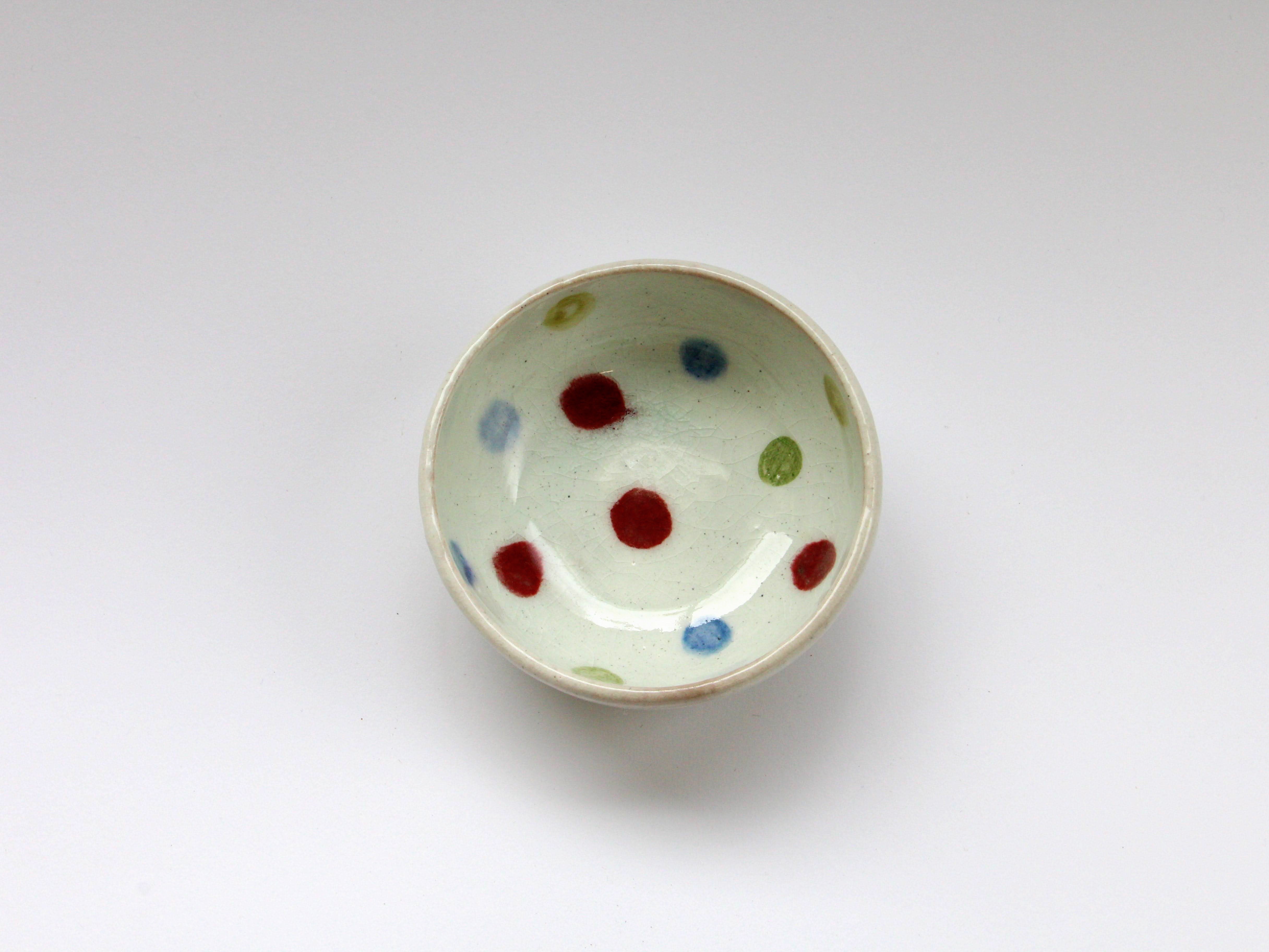 Five-colored round pattern round small bowl [Iwaobo]