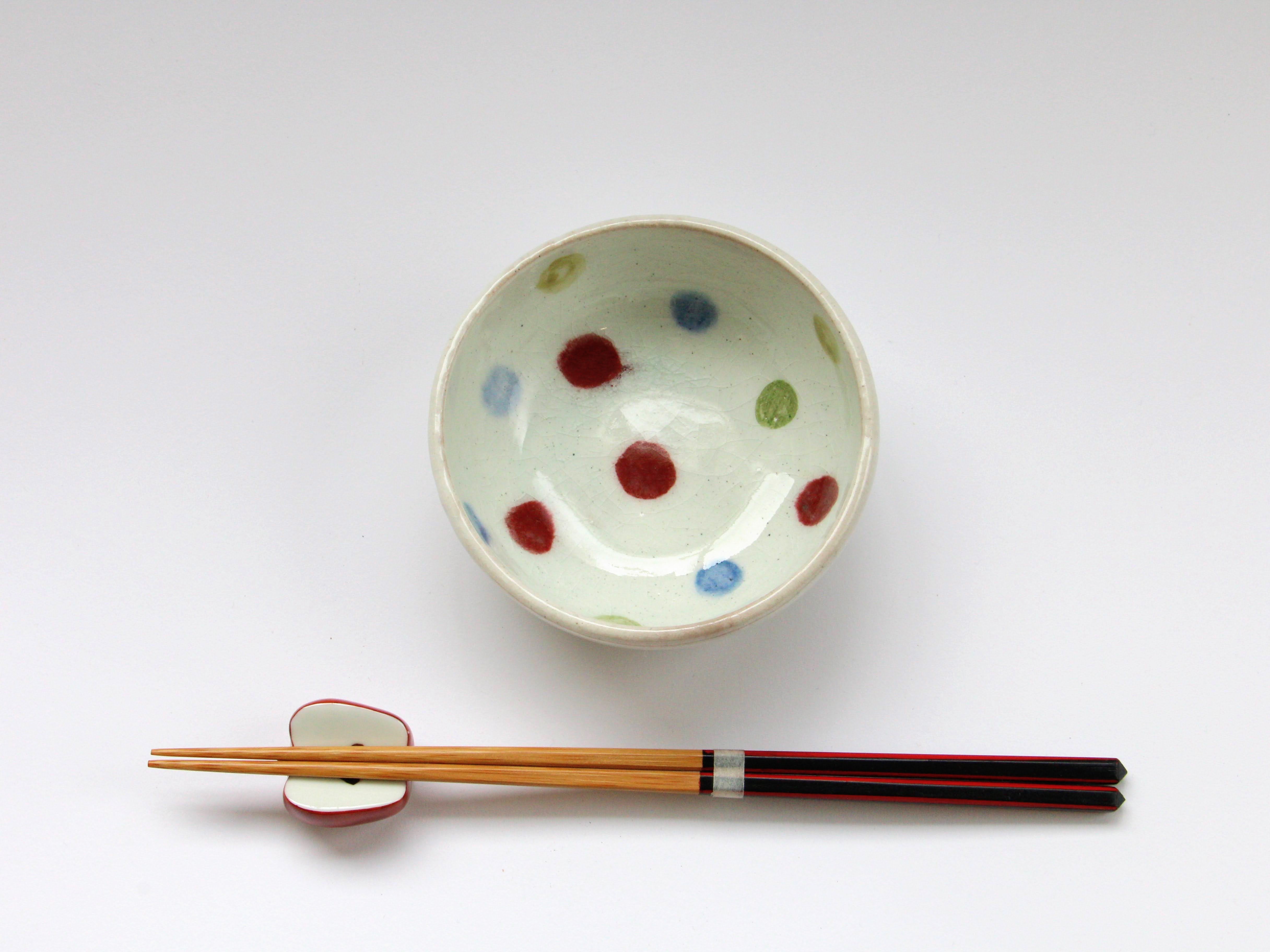 Five-colored round pattern round small bowl [Iwaobo]