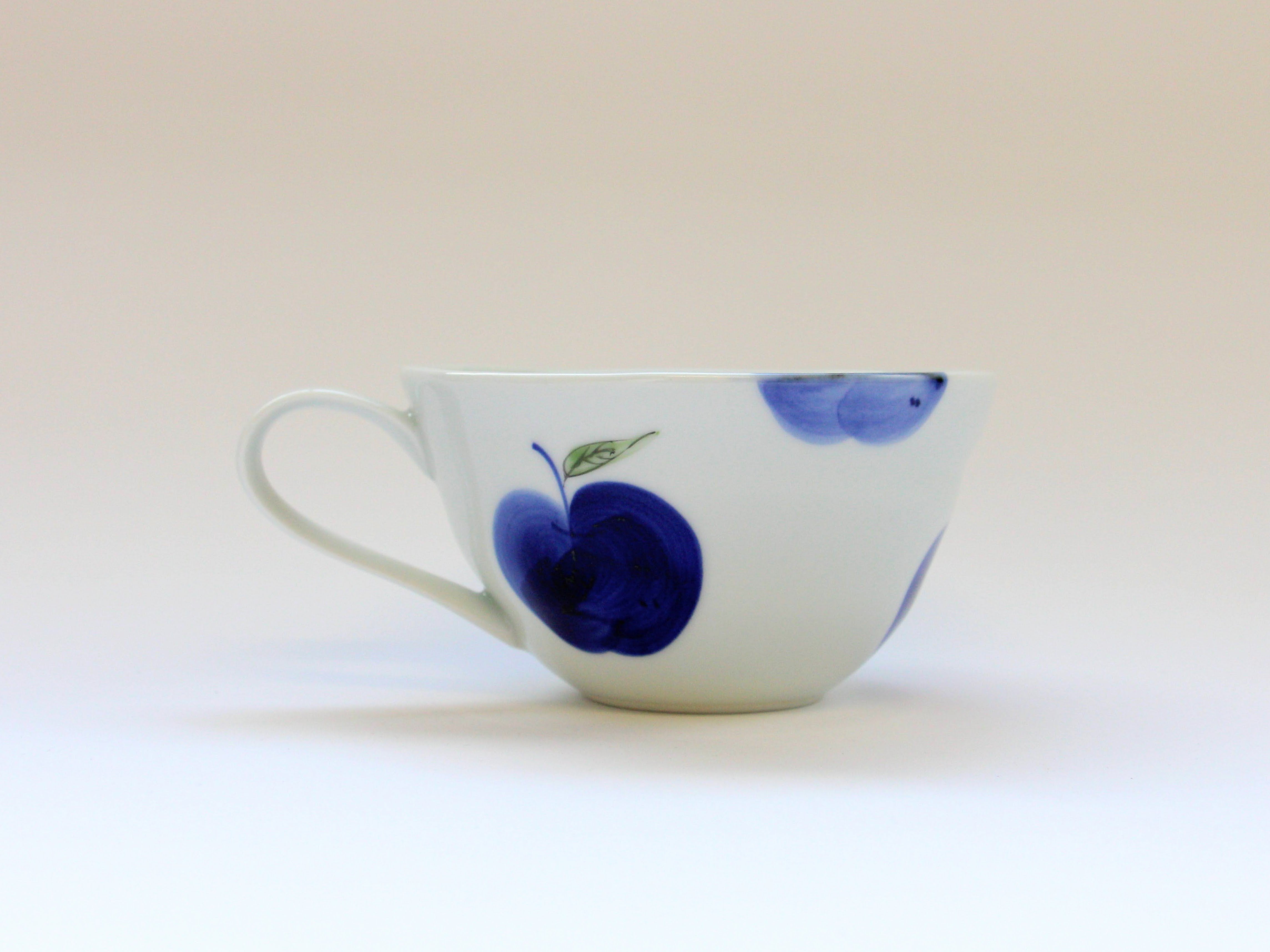 Apple soup cup blue [Binsai kiln]