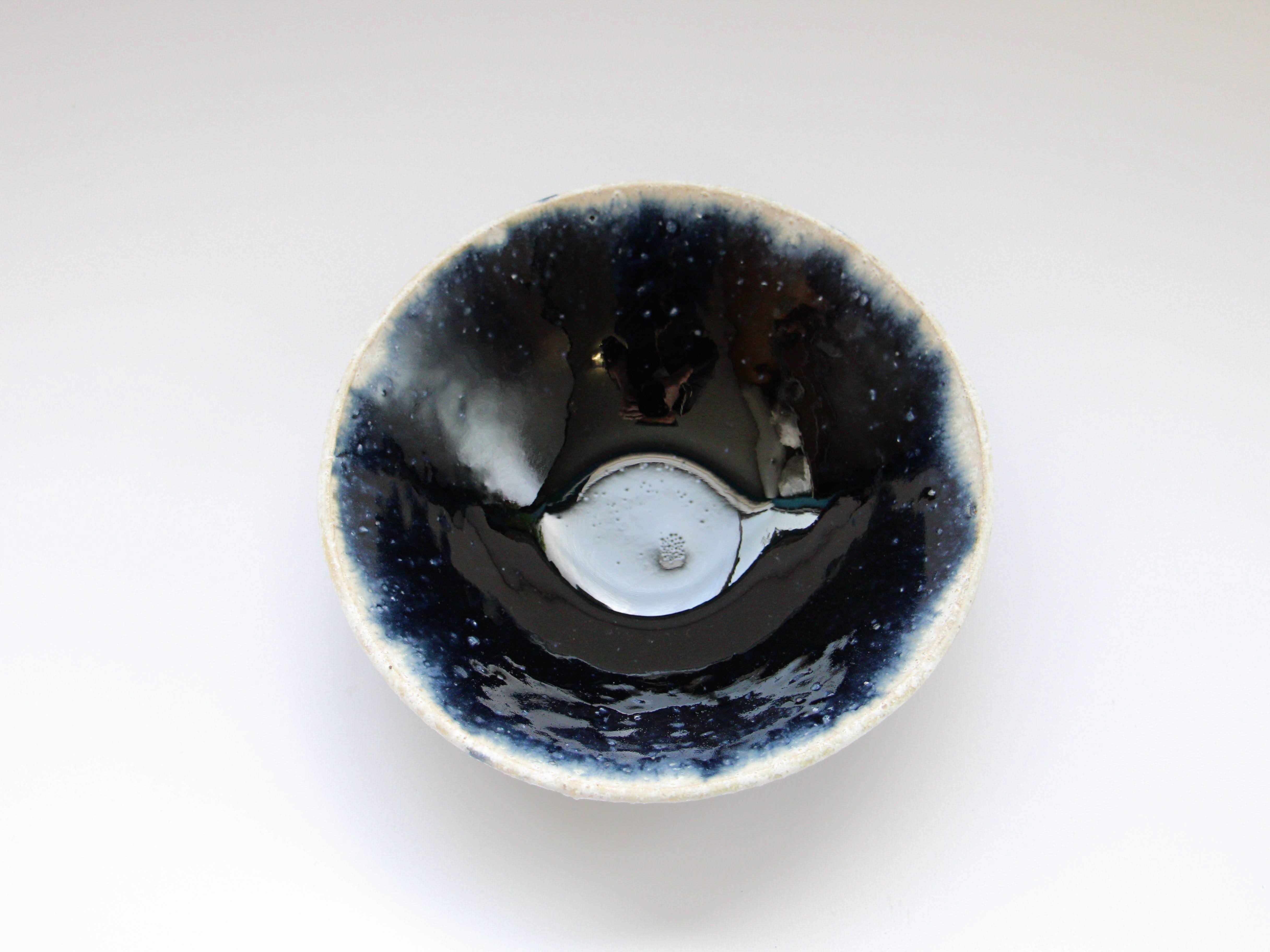 Indigo glaze white mouth 5.5 inch shallow bowl [Kazuhito Yamamoto]