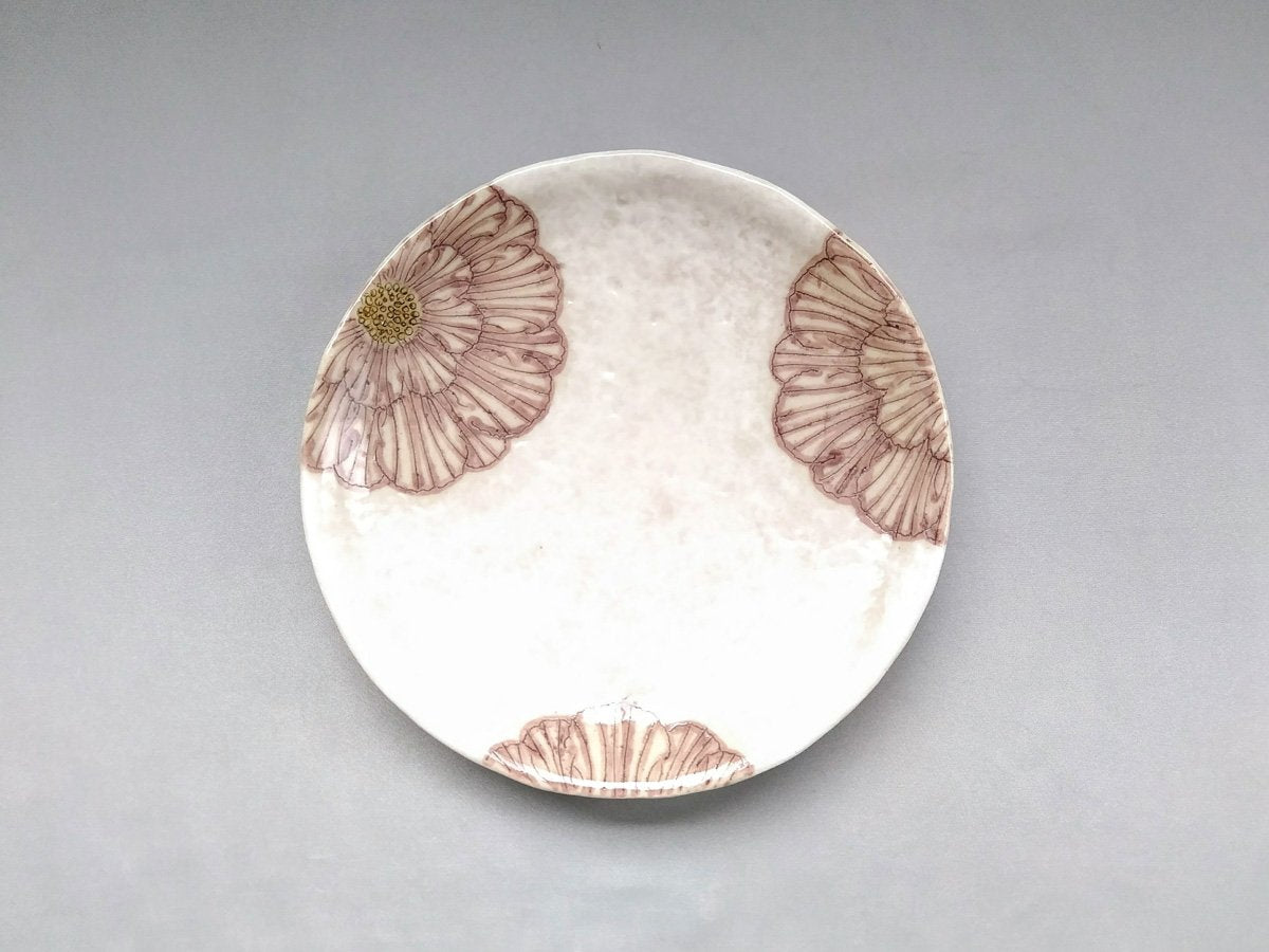 Powdered ground peony 6.5-inch round plate, purple [Yoshihei Kato]