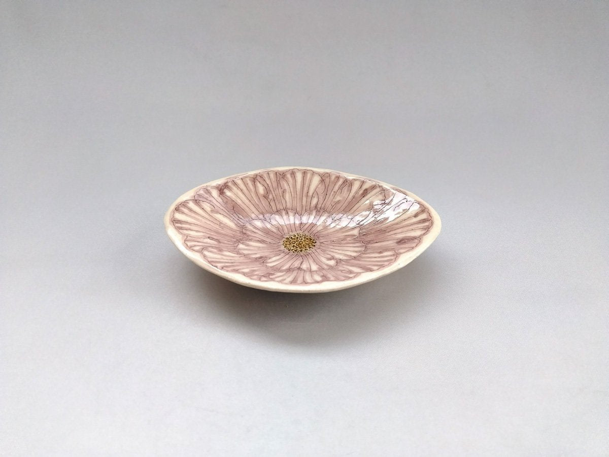 Peony flower diamond-shaped small plate purple [Yoshihei Kato]