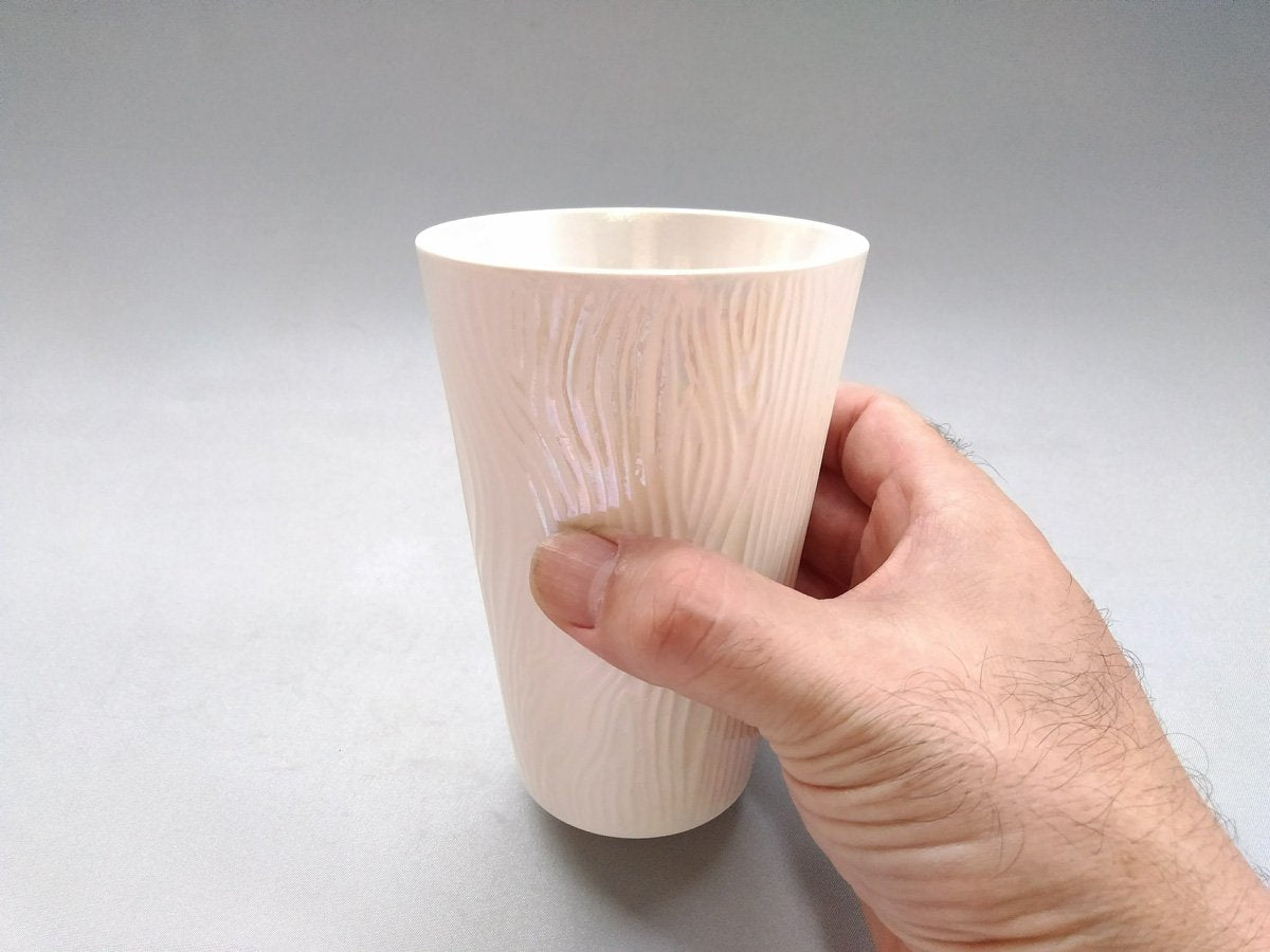 Wood grain beer cup white [Kituru Seito]