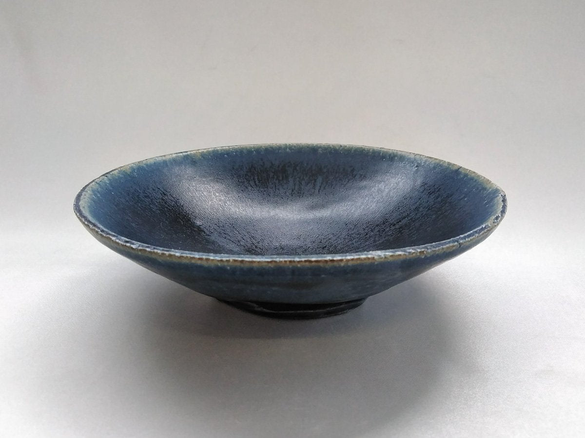 Deep blue glaze 6.5 inch shallow bowl [Kazuhito Yamamoto]