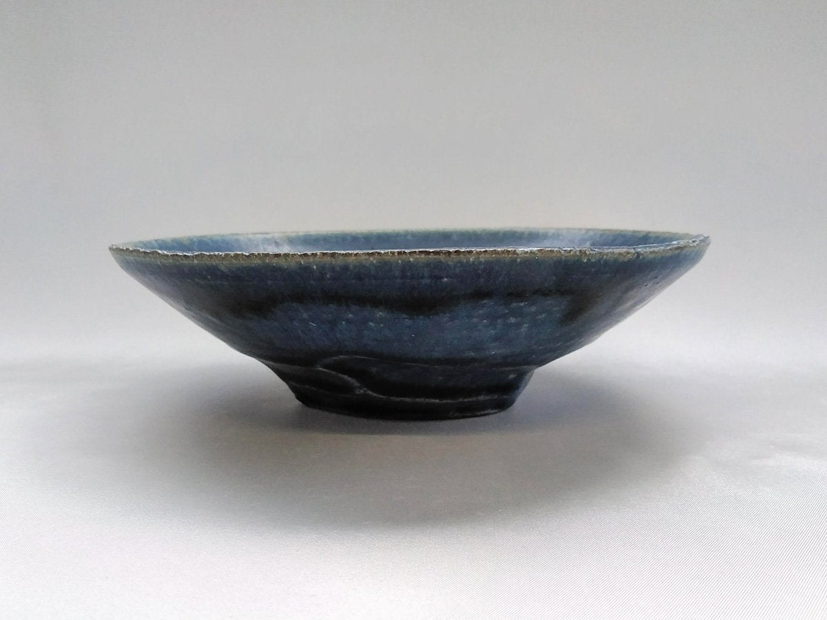 Deep blue glaze 6.5 inch shallow bowl [Kazuhito Yamamoto]