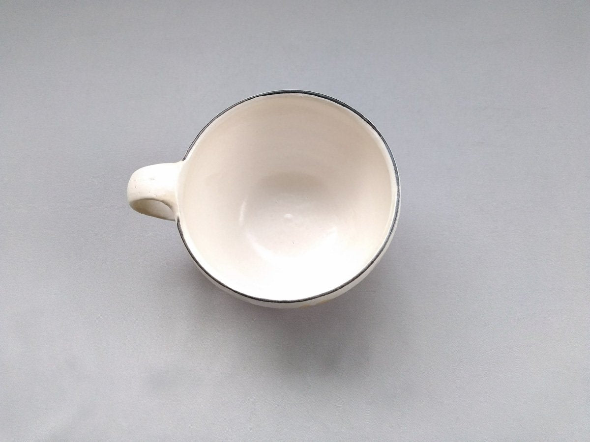 Japanese paper dyed gray yellow flower mug [Ami Kobo]