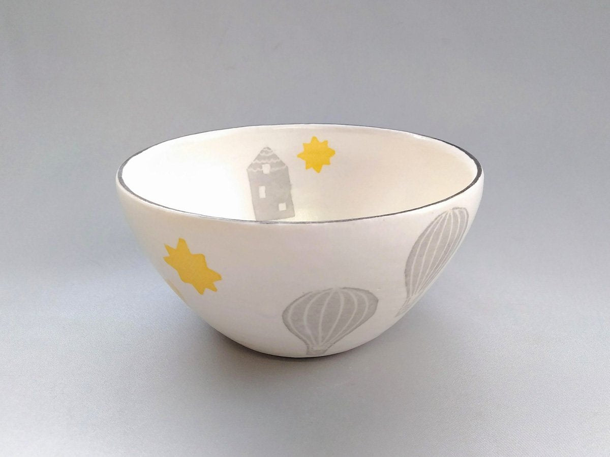 Japanese paper dyed gray yellow fairy tale deep bowl [Ami Kobo]