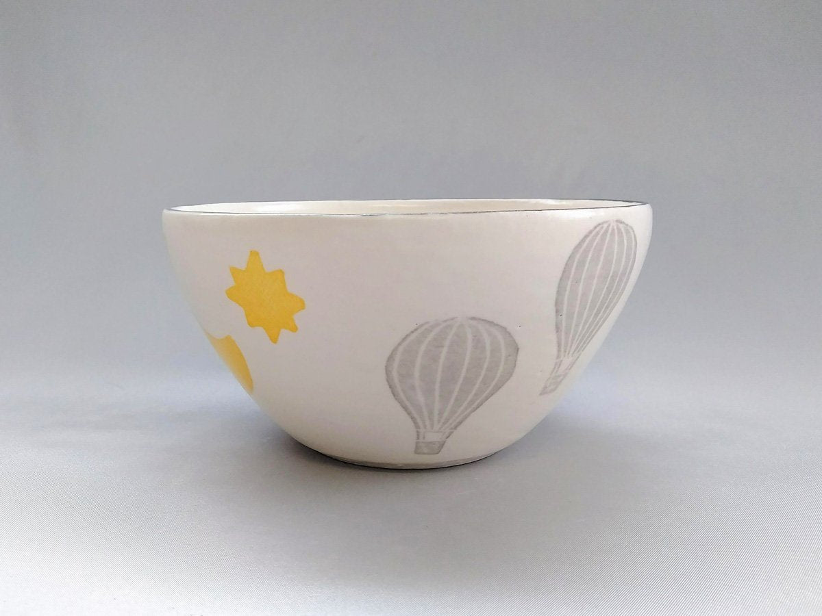 Japanese paper dyed gray yellow fairy tale deep bowl [Ami Kobo]