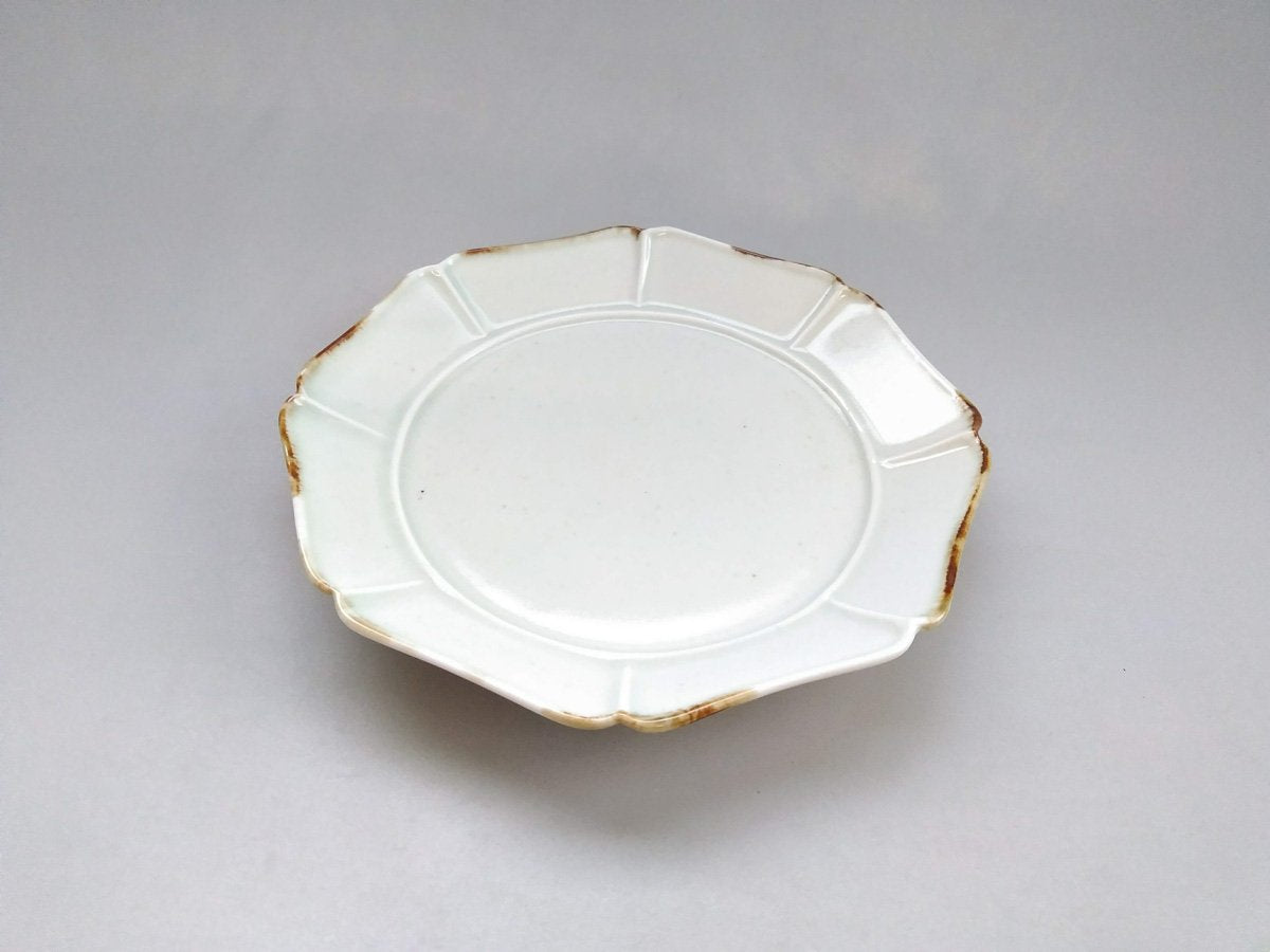 Fuchisa ash glaze Happo 7-inch plate [Tobo Ao]