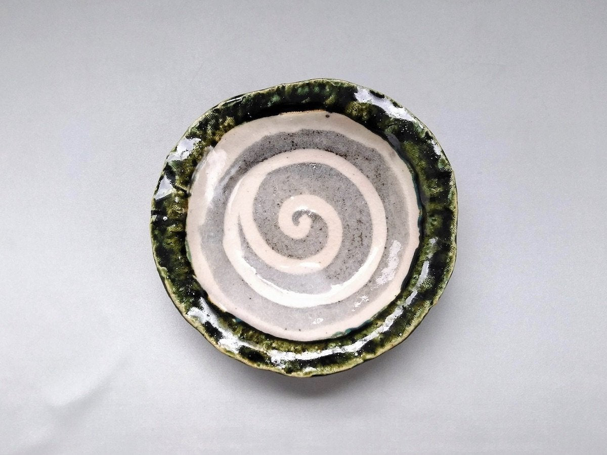 Oribe Shino swirl pattern 6-inch plate [Kazuji Sato]