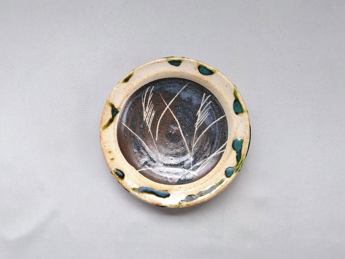 Oribe Susuki crest 4.5 inch plate [Kazuji Sato]
