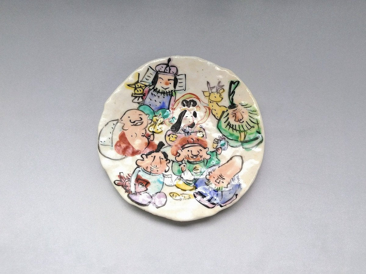 Colored Seven Lucky Gods 5-inch Plate [Wada Hitori]