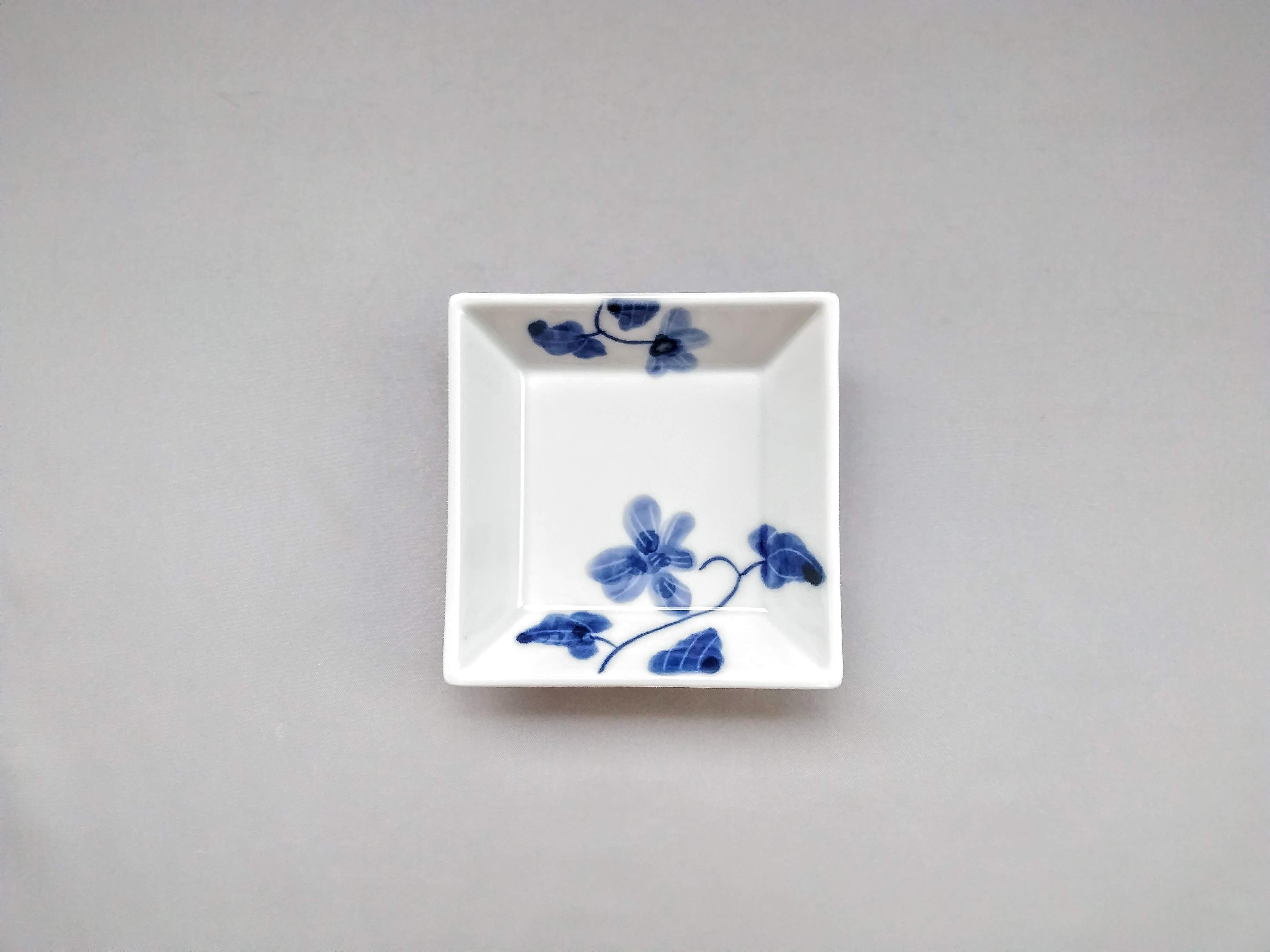 Small square plate with dyed violet pattern [Eguchi Pottery]