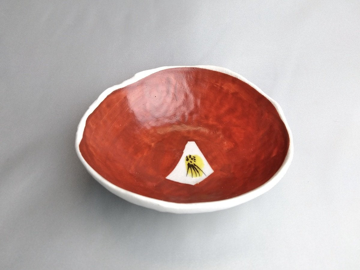 Red-painted camellia modified small bowl [Masaaki Hibino]