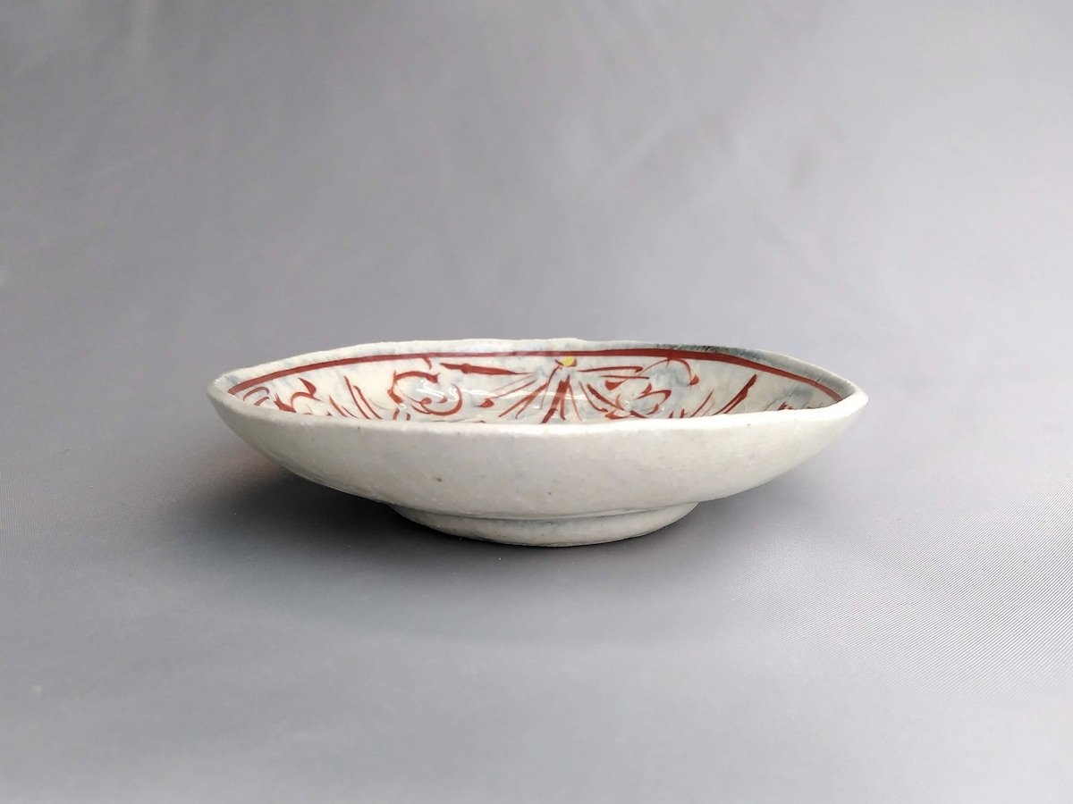 Annan red 4-inch rim bowl [Masaaki Hibino]