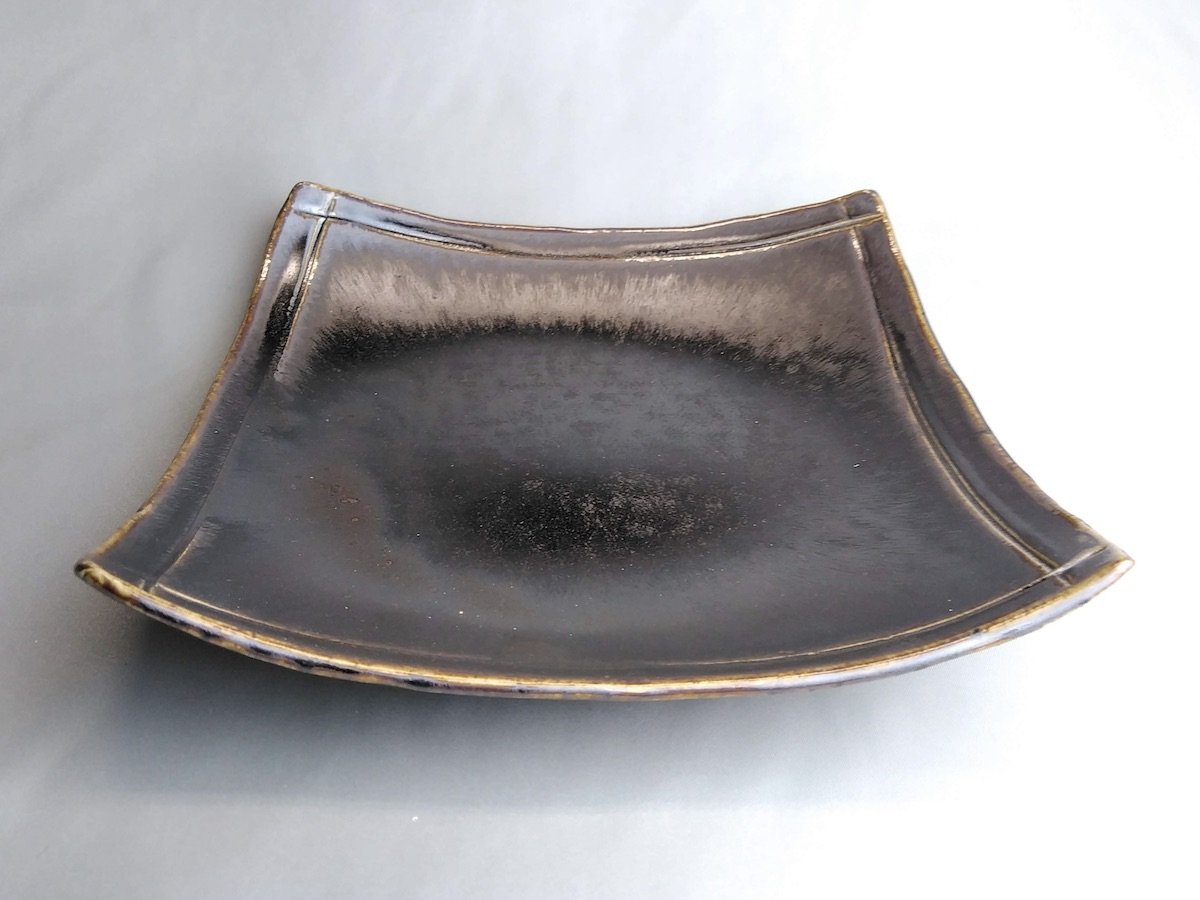 Kiln-hen raster 7-inch square plate [Hakudo-gama]