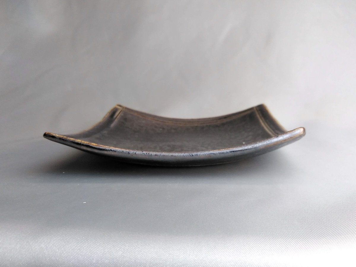 Kiln-hen raster 5-inch square plate [Hakudo-gama]