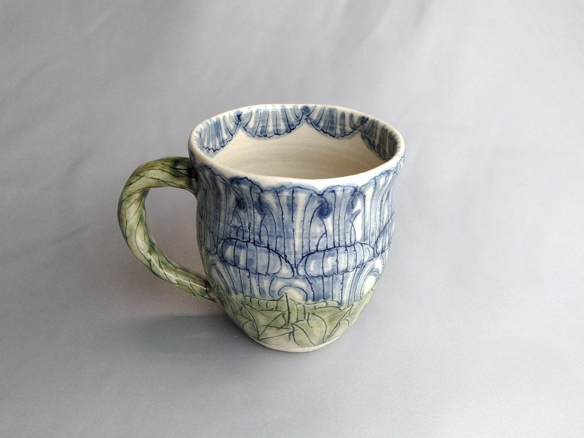 Peony flower mug blue [Kato Kohei]