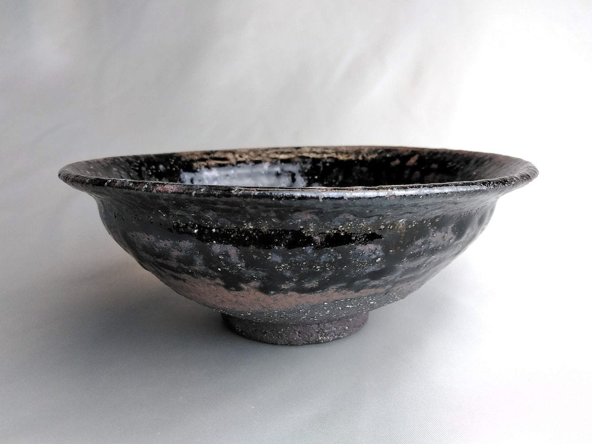Rat ash glaze 6-inch shallow bowl [Seiji Okuda]