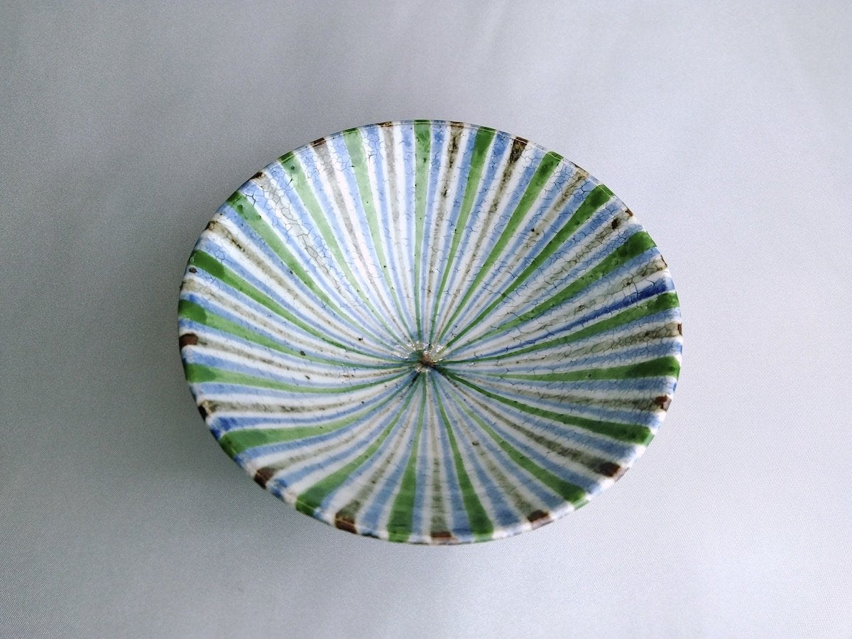 Three colors and ten grass rice bowl green [Shigehisa Miura]