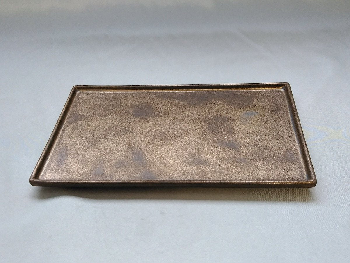 Gold clay glaze long square plate [Kituru Seito]