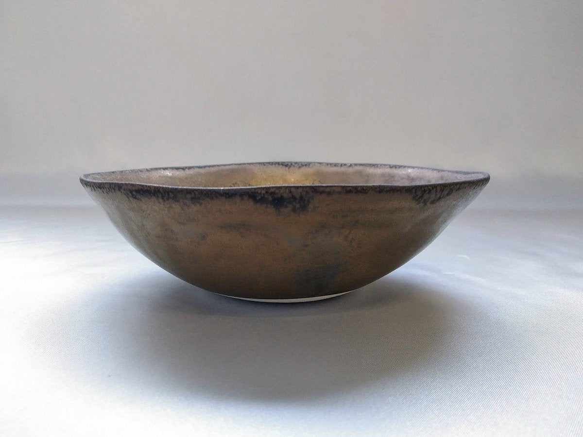 Gold clay glaze round small bowl [Kituru Seito]