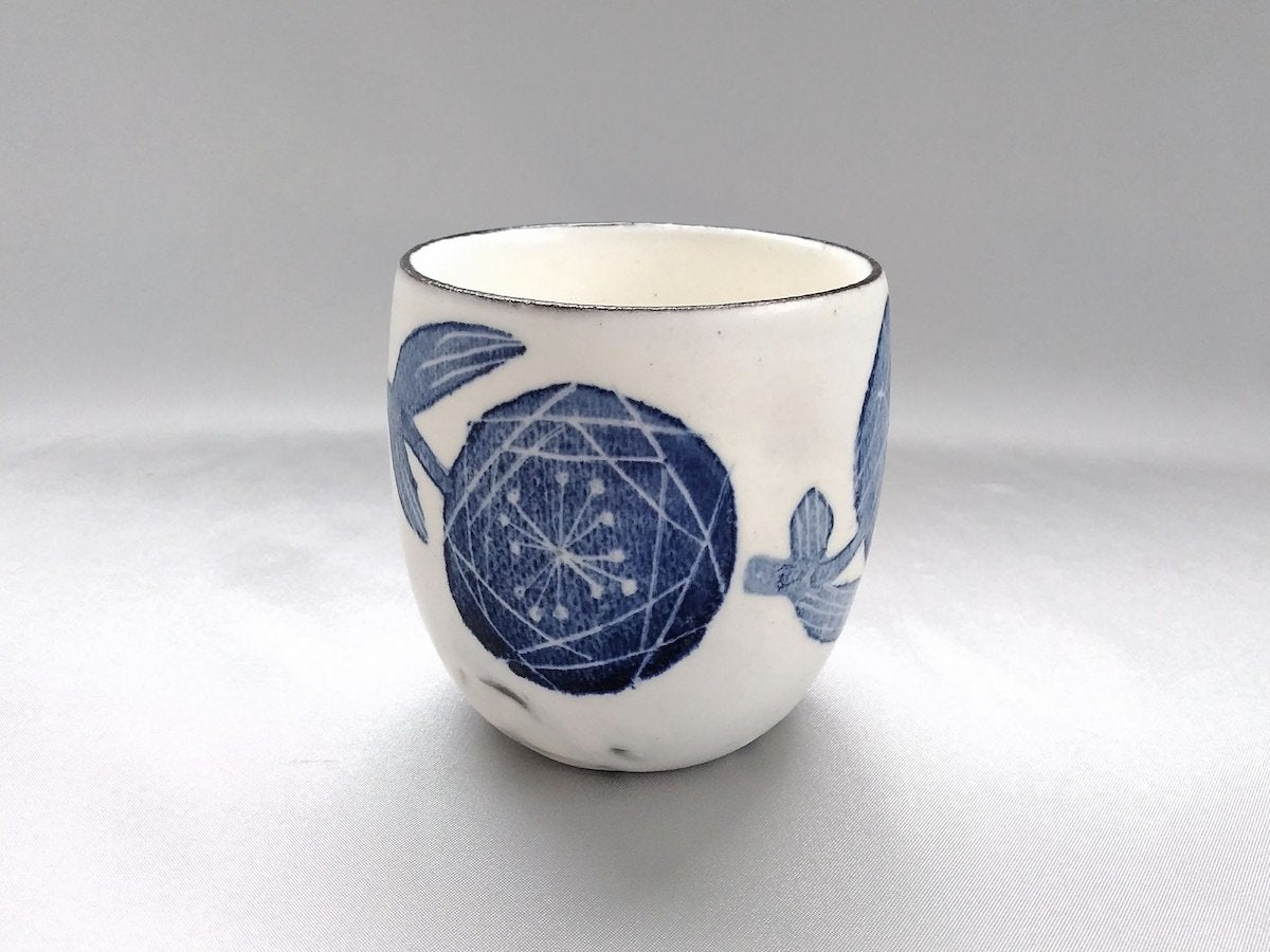 Japanese paper dyed blue flower dimpled cup [Ami Kobo]