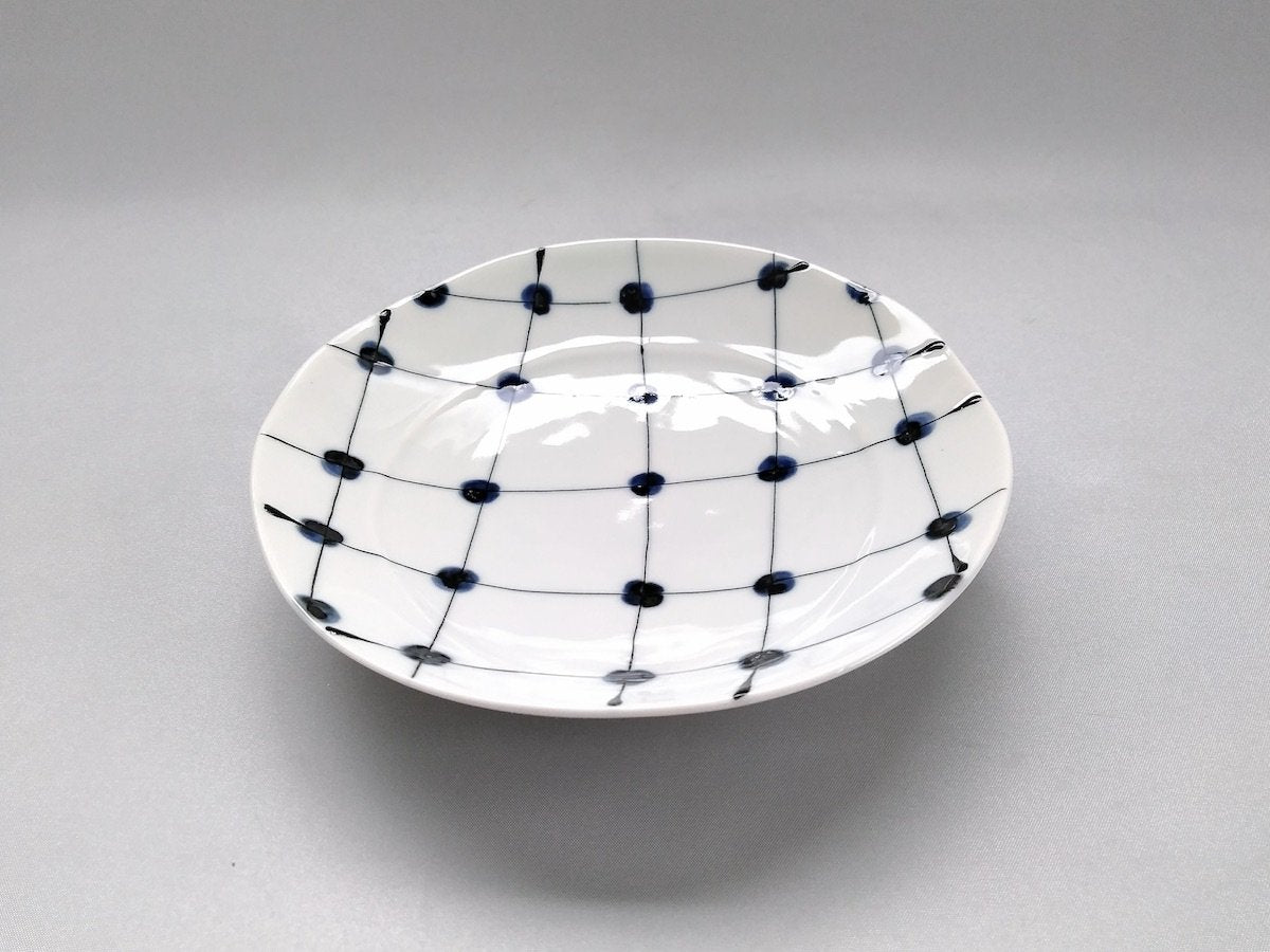Dot lattice 5-inch plate [Fukumine Kiln]