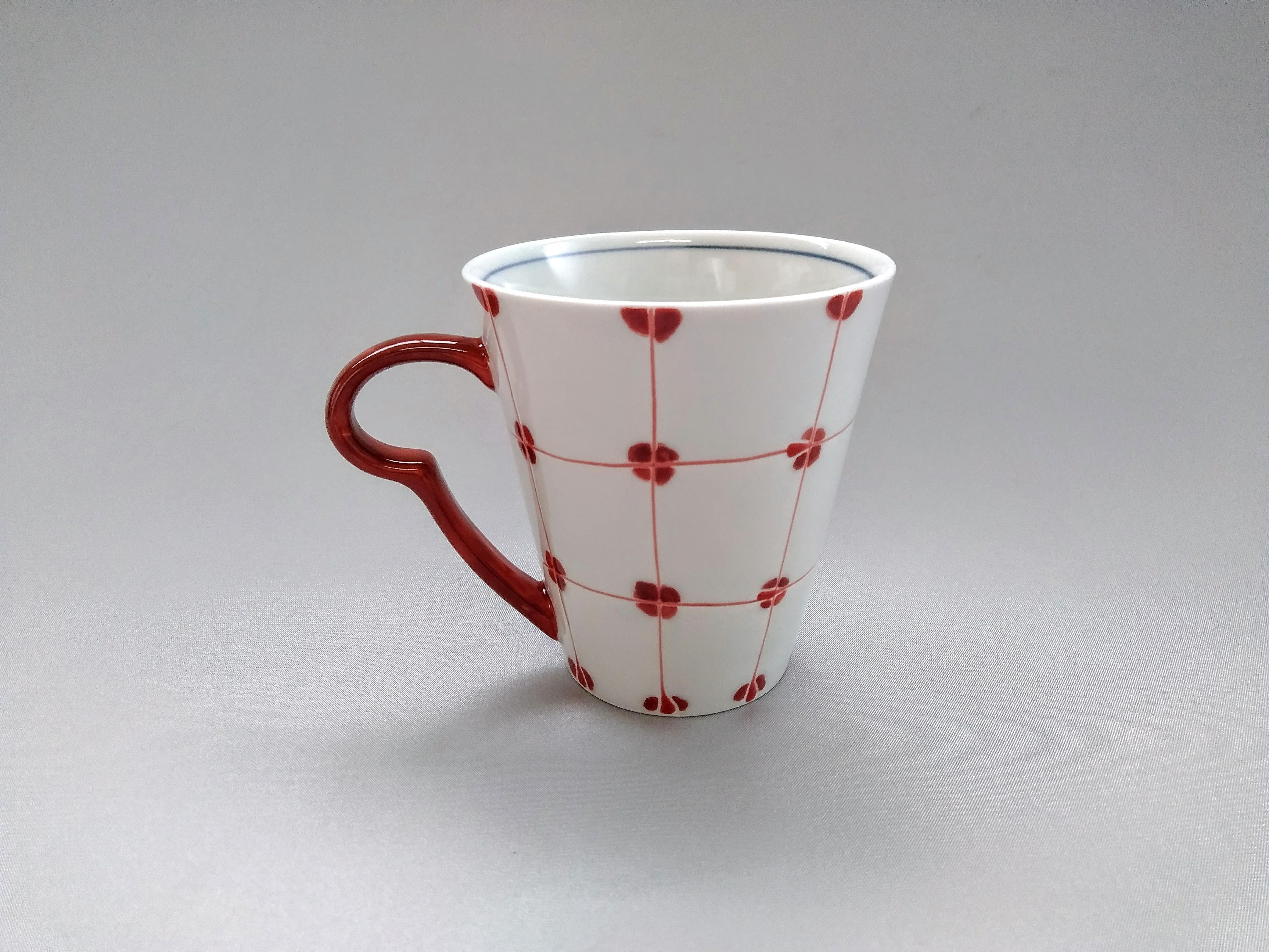 Dot lattice mug red [Fukumine Kiln]