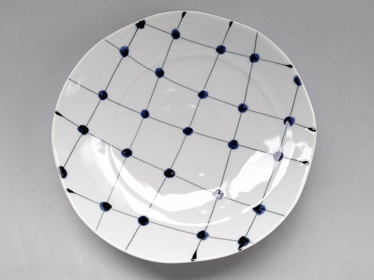 Dot lattice 8-inch plate [Fukumine Kiln]
