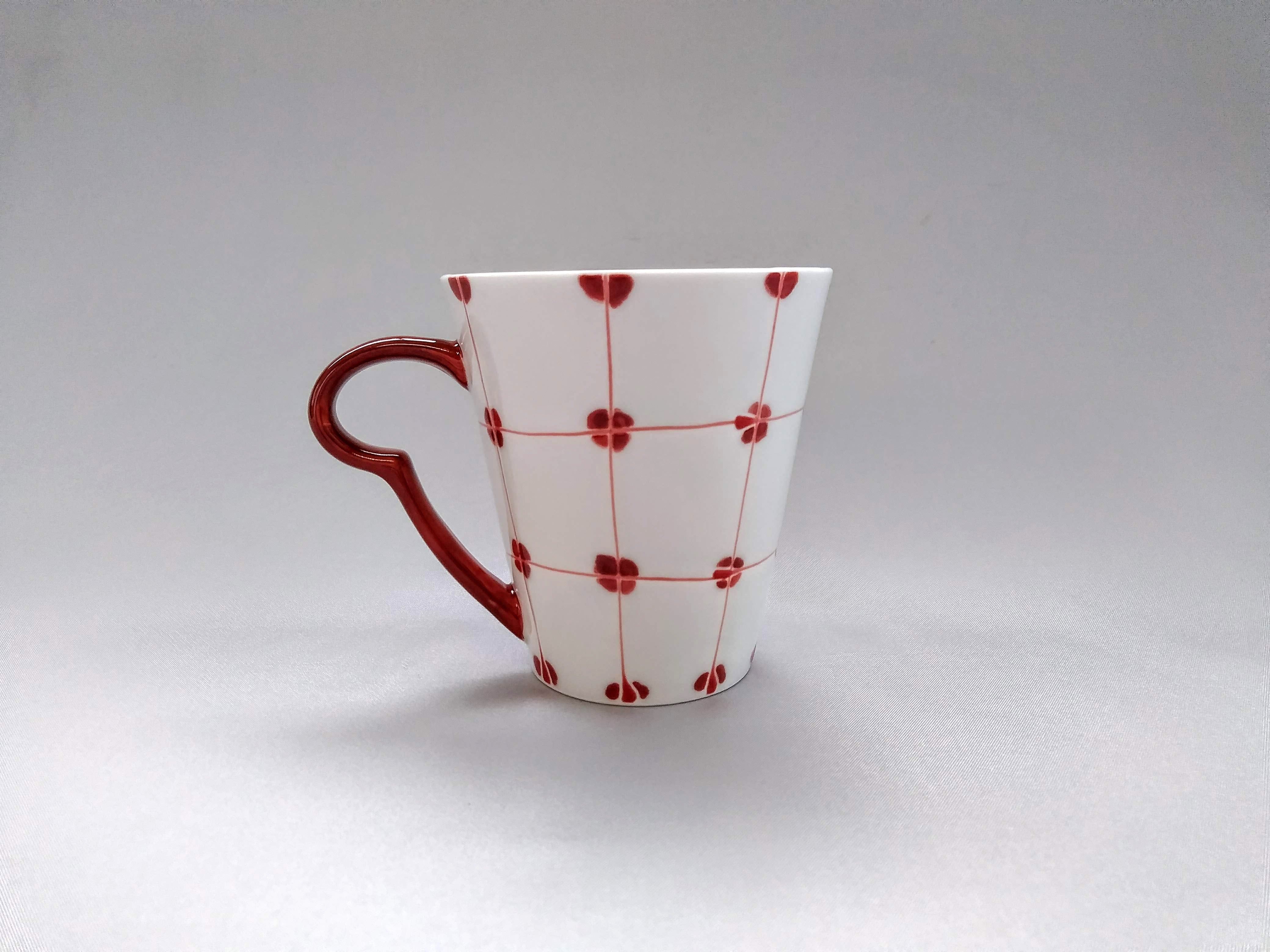Dot lattice mug red [Fukumine Kiln]