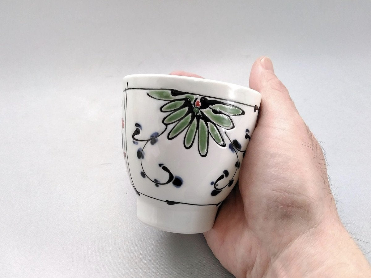 Fuyo hand teacup green [Fukumine Kiln]
