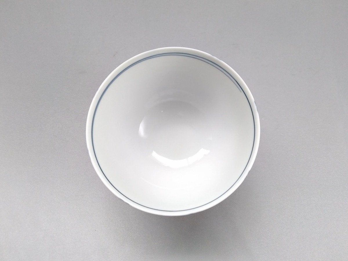 Dot lattice rice bowl blue [Fukumine Kiln]