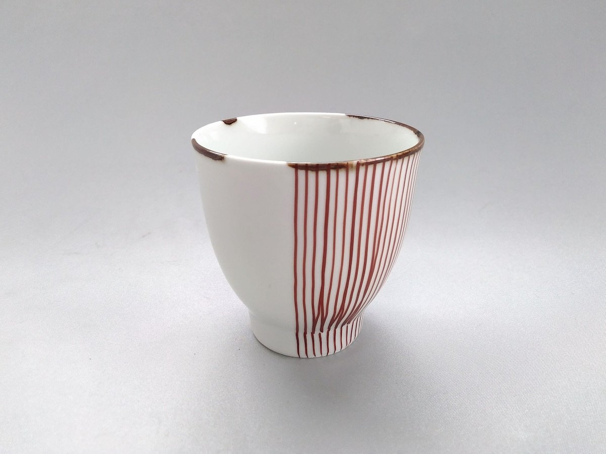 Half line teacup red [Fukumine Kiln]