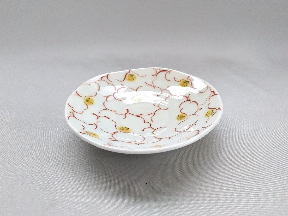 Flower-filled small plate red [Kosogama]