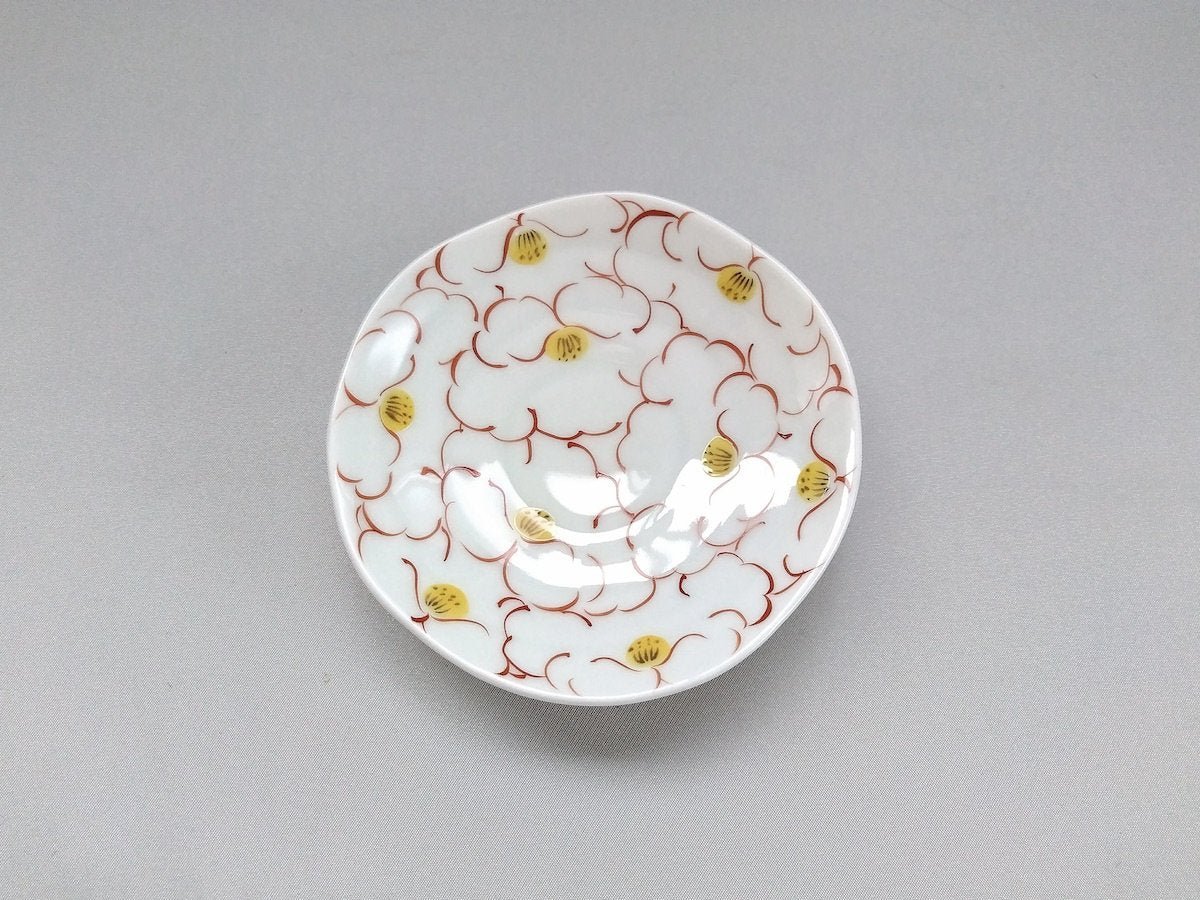Flower-filled small plate red [Kosogama]