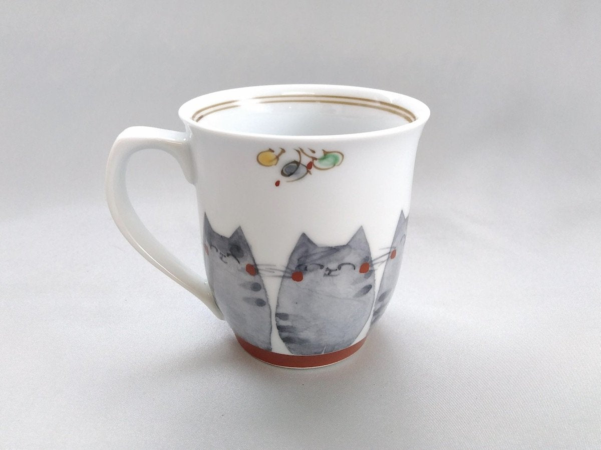Japanese paper dyed cat mug red [Soramoe Kobo]