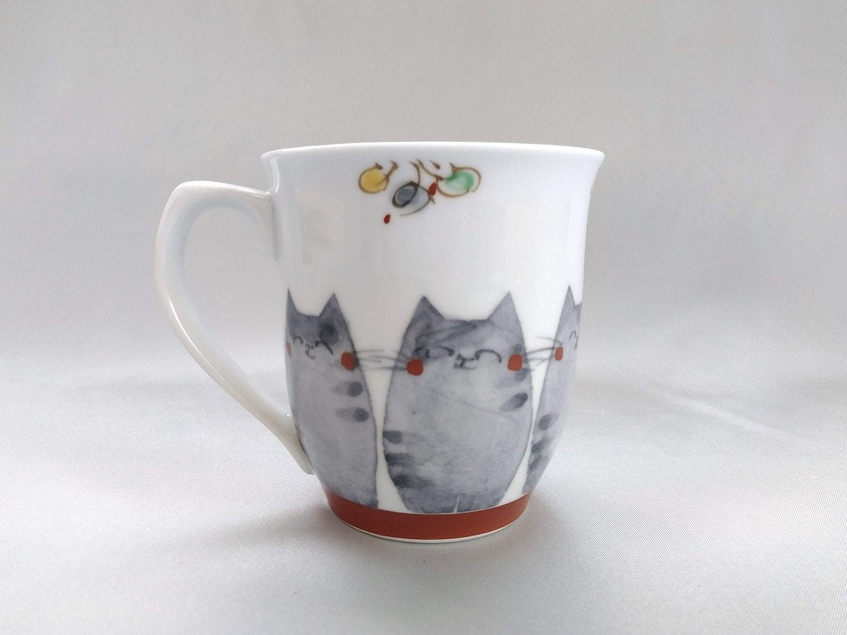 Japanese paper dyed cat mug red [Soramoe Kobo]