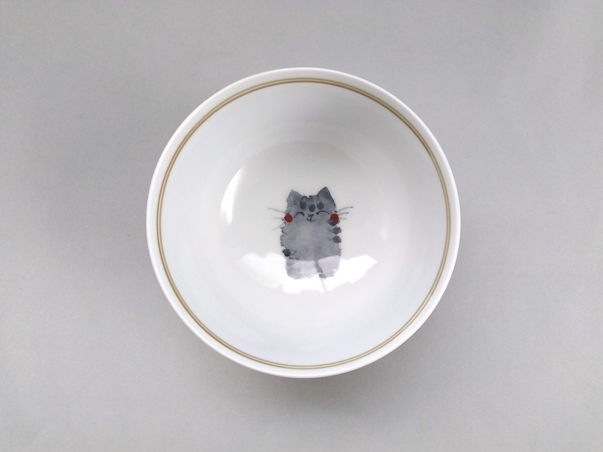 Japanese paper dyed cat rice bowl [Koramoe Kobo]
